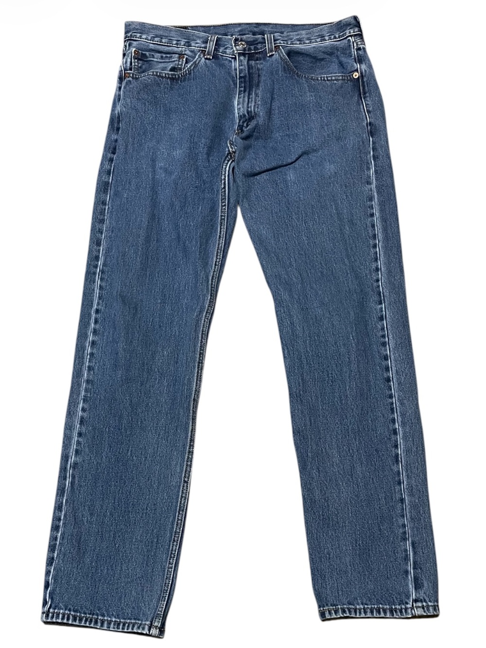 Men's Levi's 505 Regular Fit Straight Leg Jeans Dark Stonewash 34 x 34